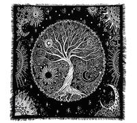 Indian Consigners Tree of Life Altar Cloth Tapestry Tablecloth Celtic Trees Ritual Spiritual cloth for Sacred Places, Cotton Square Tarot table cover