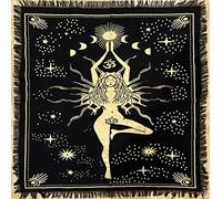 Indian Consigners Triple Goddess Altar Cloth - Wiccan Tarot Spread Mat for Witchcraft & Rituals - Celestial Yoga Meditation Tapestry (61x61 cm, 24x24 Inches)