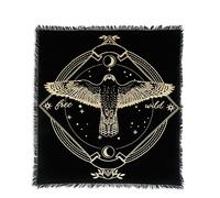 Indian Consigners Witchcraft Altar Cloth 18x18” with Owl & Moon Phases - Golden Wicca Tarot Spread Table Cloth