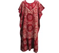 Indian Cotton Batik Bohemian Long Caftan/Kaftan Dress - Multi - One Size