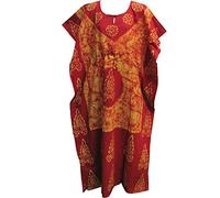 Indian Cotton Batik Paisley Floral Bohemian Long Caftan/Kaftan Dress No10