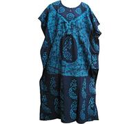 Indian Cotton Batik Paisley Floral Bohemian Long Caftan/Kaftan Dress No2