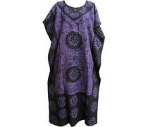 Indian Cotton Batik Paisley Floral Bohemian Long Caftan/Kaftan Dress No4