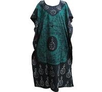 Indian Cotton Batik Paisley Floral Bohemian Long Caftan/Kaftan Dress No5
