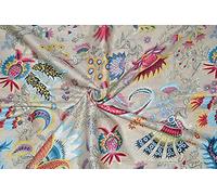 Indian Cotton Traditional Mukut Floral Print Fabric Dress Making Running Fabric by The 10 Yard (Beige, 10 Yard)