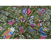 Indian Cotton Traditional Mukut Floral Print Fabric Dress Making Running Fabric by The 10 Yard (Dark Green, 10 Yard)