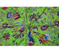 Indian Cotton Traditional Mukut Floral Print Fabric Dress Making Running Fabric by The 10 Yard (Light Green, 10 Yard)