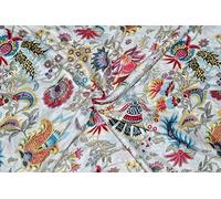 Indian Cotton Traditional Mukut Floral Print Fabric Dress Making Running Fabric by The 10 Yard (White, 10 Yard)