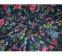 Indian Cotton Traditional Multi Floral Print Dress Making Running Fabric by The 10 Yard (Black, 5 Yard)