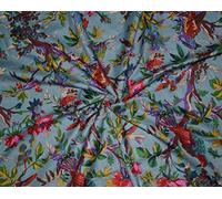 Indian Cotton Traditional Multi Floral Print Dress Making Running Fabric by The 10 Yard (Gray, 5 Yard)