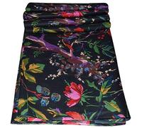 Indian Cotton Traditional Multi Floral Print Dress Making Running Fabric by The 5 Yard (Black, 10 Yard)