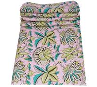 Indian Cotton Traditional Multi Floral Print Fabric Dress Making Running Fabric by The Yard (Pink 2, 5 Yard)