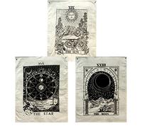 INDIAN CRAFT CASTLE The sun tapestry, moon tapestry and Star Tarot aesthetic room decor Tapestries - aesthetic stuff Bohemian tarot tapestry for Bed bedroom decor home decor wall art Set of 3