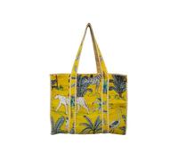 INDIAN CRAFT CASTLE Women Handblock Floral Quilted Lightweight Travel Top Zipper Bag Purse Cotton Shoulder Tote Bag For Shopping Grocery & Beach Bag Gift For Her