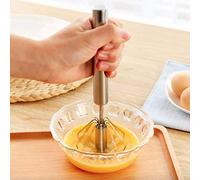 Indian Craft idea Egg Whisk, Newness Stainless Steel 30.40 cm Hand Push Whisk Blender - Versatile Tool for Egg Beater, Milk Frother, Rotating Push Mixer, Stirring, Kitchen Utensil