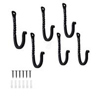 INDIAN CRAFTS WAY Handmade Metal Wall Mounted J Hooks Pack of 6 - Farmhouse Decorative Vintage Hooks for Hanging Coats, Bags & Pots in Pantry | Cast Iron, 4.33" H x 1.37" L