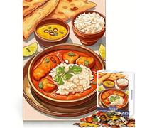 Indian Cuisine︰ Curry, Rice, And Naan Jigsaw Puzzles for Adults 1000 Memory Skill Serene Activity Clean Edges Fine Xmas Gift size 50x75cm