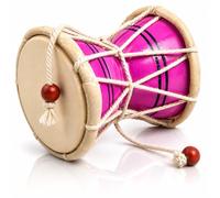 Indian Damru Hand Drum, 3 Inch Small, Wood & Leather Percussion Instrument