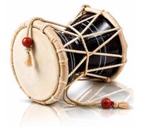 Indian Damru Hand Drum, 3 Inch Small, Wood & Leather Percussion Instrument