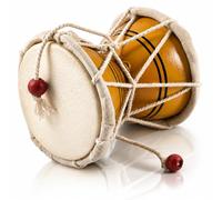 Indian Damru Hand Drum, 3 Inch Small, Wood & Leather Percussion Instrument