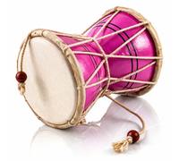 Indian Damru Hand Drum, 4 Inch Small, Wood & Leather Percussion Instrument