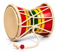 Indian Damru Hand Drum, 4 Inch Small, Wood & Leather Percussion Instrument