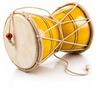Indian Damru Hand Drum, 5 Inch Small, Wood & Leather Percussion Instrument