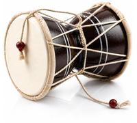 Indian Damru Hand Drum, 5 Inch Small, Wood & Leather Percussion Instrument