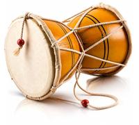 Indian Damru Hand Drum, 6 Inch Small, Wood & Leather Percussion Instrument