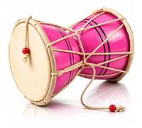 Indian Damru Hand Drum, 6 Inch Small, Wood & Leather Percussion Instrument
