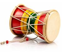Indian Damru Hand Drum, 6 Inch Small, Wood & Leather Percussion Instrument