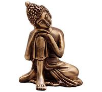 Indian Decor & Attire eCraftIndia Resting Buddha on Knee Metal Showpiece (7.5 cm x 5.38 cm x 9.38 cm, Brown, AGB506)