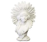 Indian Decoration Plaster History Figurine Collectible Home Decor,Indian Chief Figure Bust Statue,Hand Carved Native American Indian Figure Sculpture-B 20x9x30cm(8x4x12inch)