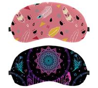 Indian Dream Feathers Purple Blue 2-Pack Light-Blocking Soft Breathable Sleep Mask Eye Patch Eye Cover