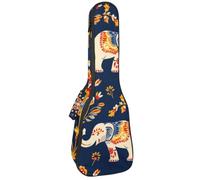 Indian Elephant Art Pattern Ukulele Case, Padded Bag for 23 Inch Concert Ukulele, Waterproof & Durable