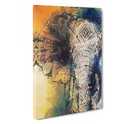 Indian Elephant Canvas Print | Gallery Wrapped 30mm Frame Wall Art | 30x20 inches | Ready to Hang | Abstract Animals Picture | Living Room Bedroom Lounge Office