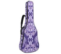 Indian Elephants and Floral Elements Purple Acoustic Guitar Bag Thick Padded, Waterproof Guitar Gig Bag for 40 41 42 Inch Guitars