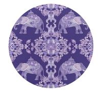 Indian Elephants and Floral Elements Purple Small Round Mouse Pad, Anti-Slip Rubber Computer Mousepad for Office Home Gaming Laptop, 10 x 10 Inch