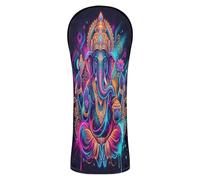 Indian Elephants God Fluorescence Golf Club Head Cover Premium Leather Accessories with Number Tag for Driver Fairway Hybrid Wood