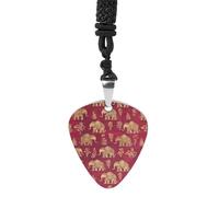 Indian Elephants Pattern Vintage Pick Necklace Guitar Bass Pick Pendant &B Steel Music Jewelry for Music Lovers