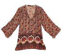 Indian Ethnic Cotton Floral Top For Women Blouse Blusa Tunic Boho Retro