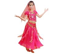 Indian Ethnic Wear for Kids Girls Costume Summer Outfits Festival Cowgirl Outfit Ballet Astronaut Egyptian Sequin Jumpsuit Teen Clothes Belly Dance Top Flash Greek Skirt Pants Hot Pink
