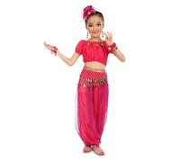 Indian Ethnic Wear for Kids Girls Egyptian Dress Up Fireman Costume Baby Ballet Outfit Dance Costumes Summer Outfits Belly Hip Scarf Ostume Roman Policeman,Hot Pink,8-9 Years