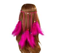 Indian Feather Headband Boho Tassel Hippie Headdress PeacockFeather Indian Fascinator Beads Headband Festival Headpiece Bohemian Hair Accessoriess for Women Carnival Costumes (One Size)