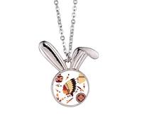 Indian Feather Headdress Traditional American Rabbit Necklace Pendant Bunny Animal Jewelry Gift