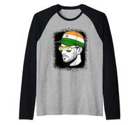 Indian Flag Cap Sunglasses National Pride Raglan Baseball Tee