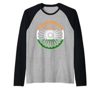 Indian Flag Color Ashok Chakra Raglan Baseball Tee