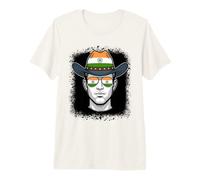Indian Flag Cowboy Hat Sunglasses National Pride Premium T-Shirt