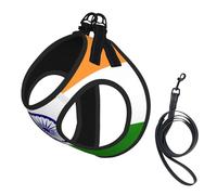 Indian Flag Print Adjustable Reflective Harness Leash Set For Cats, Dogs And Small Pets, Soft Breathable Mesh Walking Vest With Escape-Proof Lead