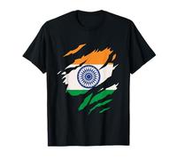 Indian Flag Vintage Ripped Patriotic Pride of India Heritage T-Shirt